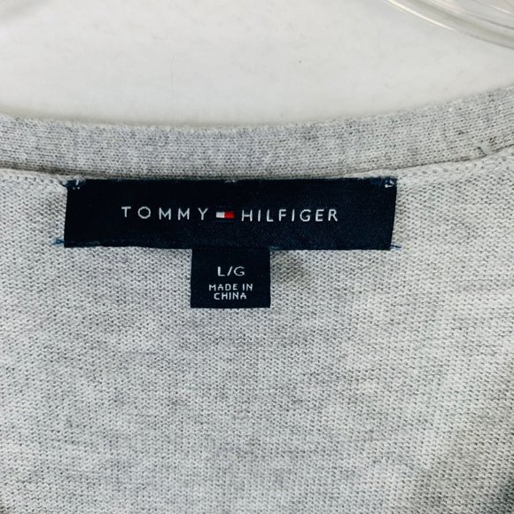 Tommy Hilfiger Womens Argyle Sweater Size L V Neck Pullover Long Sleeve Gray - Picture 6 of 11